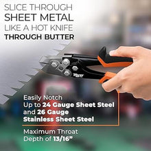 Load image into Gallery viewer, Mutt Tools Sheet Metal Hand Notcher with Ergonomic Grip – Sheet Metal Notcher Cuts 30 Degree V in Ductwork
