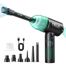 Load image into Gallery viewer, Electric Compressed Air Duster &amp; Vacuum, MECO Electric Air Blower, 4 in 1 Function Powerful 3-Gear to 90000RPM/12000PA Keyboard Cleaner, Rechargeable Cordless Air Duster for Computer/Car/Pet Hair
