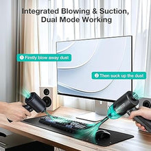 Load image into Gallery viewer, Electric Compressed Air Duster &amp; Vacuum, MECO Electric Air Blower, 4 in 1 Function Powerful 3-Gear to 90000RPM/12000PA Keyboard Cleaner, Rechargeable Cordless Air Duster for Computer/Car/Pet Hair

