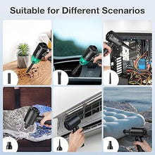 Load image into Gallery viewer, Electric Compressed Air Duster &amp; Vacuum, MECO Electric Air Blower, 4 in 1 Function Powerful 3-Gear to 90000RPM/12000PA Keyboard Cleaner, Rechargeable Cordless Air Duster for Computer/Car/Pet Hair
