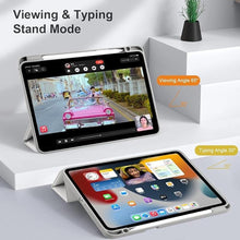 Load image into Gallery viewer, Batianda Hybrid Case for iPad Pro 12.9-inch 2022 M2 2021 5th / iPad Pro 12.9&quot; 4th/3rd Gen [Built-in Pencil Holder] Shockproof Cover with Clear Back Shell TPU Bumper, Grey
