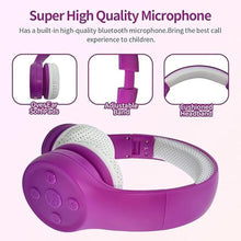 Load image into Gallery viewer, Toddler Wireless Headphones, Bluetooth Kids Headphones,5 Button Easy Use, 93db Volume Limited with Built-in Mic for Cell Phones TV Tablet Amazon fire School Network Boys Girls (Purple)
