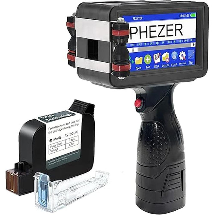 Upgraded P16 Handheld Inkjet Printer for Flat Surface with Quick-Dry Ink Cartridge, Intelligent 360° Coding Machine for Date/Time/Barcode/QR Code/Logo (Support 25 Languages & 3 Print Precision)