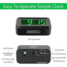 Load image into Gallery viewer, KWANWA Alarm Clock, Small Digital Clock, 1.2inch Green LED Clock, Adjustable Brightness, Dim Night Mode, 12H/24H, Battery Operated, Wall-Mounted, Snooze, Clock for Bedroom, Travel Clock, Kids Clock
