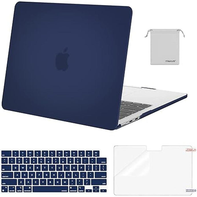 MOSISO Compatible with MacBook Air 13 inch Case 2025 2024 2023 2022 M3 A3113 M2 A2681, Plastic Hard Case&Keyboard Cover&Screen Film&Pouch Compatible with MacBook Air 13.6 inch Case, Navy Blue