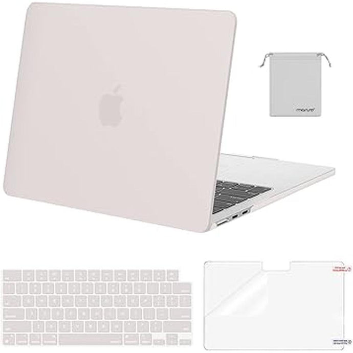 MOSISO Compatible with MacBook Air 13 inch Case 2025 2024 2023 2022 M3 A3113 M2 A2681, Plastic Hard Case&Keyboard Cover&Screen Film&Pouch Compatible with MacBook Air 13.6 inch Case, Stone Gray