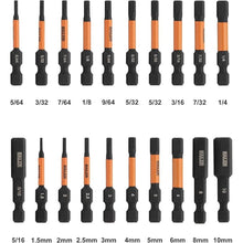 Load image into Gallery viewer, Railer Allen Wrench Hex Bit Set 2 Inch Impact Driver 20pc Hex Bit Set With A Bit Holder &amp; Carabiner. Premium S2 Steel, Ideal For Furniture Screws
