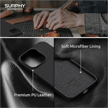Load image into Gallery viewer, SURPHY Designed for Faux Leather iPhone 14 Pro Max Case with Screen Protector (6.7 inch), Metallic Buttons &amp; Microfiber Lining Leather Phone Case for 14 Pro Max, Black
