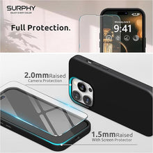 Load image into Gallery viewer, SURPHY Designed for Faux Leather iPhone 14 Pro Max Case with Screen Protector (6.7 inch), Metallic Buttons &amp; Microfiber Lining Leather Phone Case for 14 Pro Max, Black
