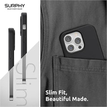 Load image into Gallery viewer, SURPHY Designed for Faux Leather iPhone 14 Pro Max Case with Screen Protector (6.7 inch), Metallic Buttons &amp; Microfiber Lining Leather Phone Case for 14 Pro Max, Black
