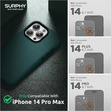 Load image into Gallery viewer, SURPHY Designed for Faux Leather iPhone 14 Pro Max Case with Screen Protector (6.7 inch), Metallic Buttons &amp; Microfiber Lining Leather Phone Case for 14 Pro Max, Forest Green
