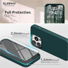 Load image into Gallery viewer, SURPHY Designed for Faux Leather iPhone 14 Pro Max Case with Screen Protector (6.7 inch), Metallic Buttons &amp; Microfiber Lining Leather Phone Case for 14 Pro Max, Forest Green
