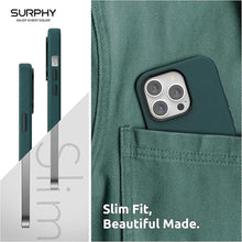Load image into Gallery viewer, SURPHY Designed for Faux Leather iPhone 14 Pro Max Case with Screen Protector (6.7 inch), Metallic Buttons &amp; Microfiber Lining Leather Phone Case for 14 Pro Max, Forest Green
