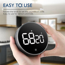 Load image into Gallery viewer, Digital Kitchen Timer, 3.8'' Large LED Display Countdown Countup Timer, Timer for Kids, Classroom Magnetic Timer, Adjustable Volume, Brightness, Easy for Cooking/Study/Office/Exercise (Ridged Knob)
