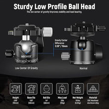 Load image into Gallery viewer, NEEWER Low Profile Camera Tripod Ball Head, 36mm Metal Panorama Ball Head Compatible with Arca 1/4” Quick Release Plate for Tripod Monopod Slider DSLR Camera Camcorder, Load Capacity: 33lb/15kg -GM36
