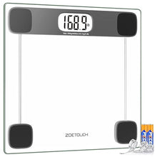 Load image into Gallery viewer, Scale for Body Weight Digital Bathroom Scale Accurate Weighing Machine for People, High Precision Bath Scale, Step On, Tempered Glass LCD Display Batteries and Tape Measure Included, 400lbs
