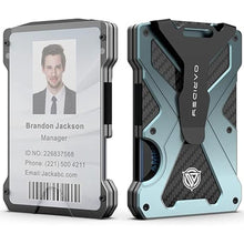 Load image into Gallery viewer, Minimalist Wallet for Men- Slim Aluminum Metal Money Clip Wallet with Clear ID Card Holder, Carbon Fiber Wallet, RFID Blocking,Holds up 15 Cards with Cash Clip,Ultra-Thin Tactical Wallet-Gradient Grey
