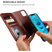 Load image into Gallery viewer, Bocasal Detachable Wallet Case for iPhone 14 Pro Max RFID Blocking Card Slots Holder Premium PU Leather Magnetic Kickstand Shockproof Wrist Strap Removable Flip Protective Cover 5G 6.7 inch (Brown)
