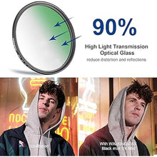 Load image into Gallery viewer, Walking Way 1/4 Black Pro Mist Diffusion Filter 49mm Soft Focus Lens Filter Circular Diffuser Filter Soft Glow Dream Cinematic Dreamy Hazy Diffuser for Portrait/Vlog/Photography/Video
