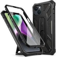 Load image into Gallery viewer, Poetic Compatible with iPhone 14 Case, Spartan Phone Case for iPhone 14 with Screen Protector, Full Body Rugged Premium Leather Texture Shockproof Protective Cover with Kickstand, Matte Black
