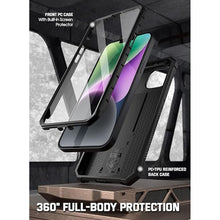 Load image into Gallery viewer, Poetic Compatible with iPhone 14 Case, Spartan Phone Case for iPhone 14 with Screen Protector, Full Body Rugged Premium Leather Texture Shockproof Protective Cover with Kickstand, Matte Black
