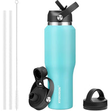 Load image into Gallery viewer, HYDROWION 32oz Stainless Steel Water Bottle(Cold for 48 Hrs, Hot for 24 Hrs), Double Wall Vacuum Insulated Water Bottle with Straw Lid, Spout Lid and Flex Cap, Fit in Any Car Cup Holder, Mint
