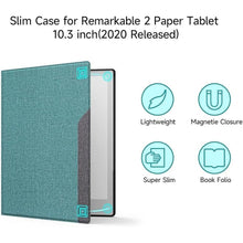 Load image into Gallery viewer, Ayotu Case for Remarkable 2 Paper Tablet 10.3&quot; 2020 Released, Fabric Folio Cover with Pen Pocket, Stable Stand Design, Gray &amp; Green (Exclusive Templates Provided)
