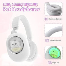 Load image into Gallery viewer, Wireless Headphones with led Lights? Kids Headphones for Girls Bluetooth Light up Over Ear with Microphone and sd Card for School/Travel/Phone/Kindle/pc/tv / MP3. (White)
