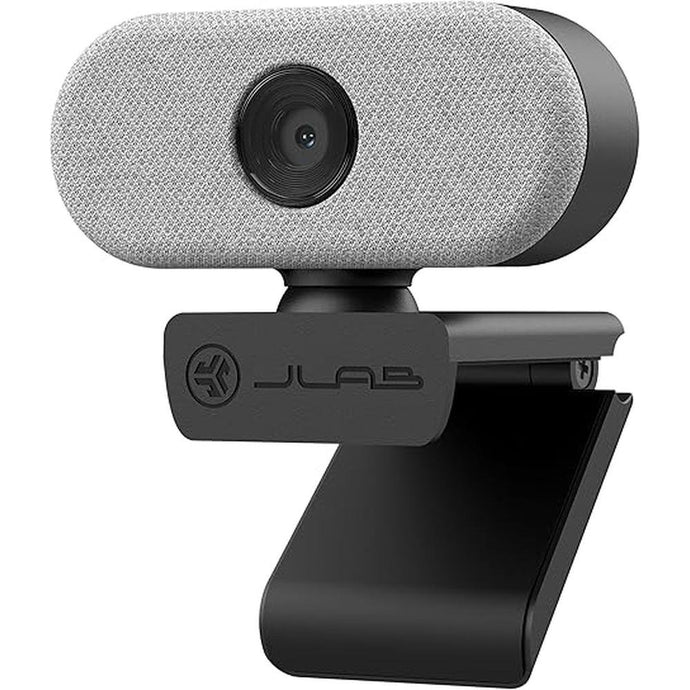 JLab Go Cam USB HD Webcam, White, 1080P/30 FPS, 2.1 Megapixels, Minimalist Portable Set-up, Omni-Directional Microphone, Compatible with PC, Mac and Chromebook