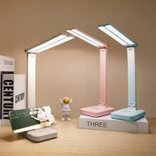 Load image into Gallery viewer, Blue Desk Lamp for Home Office,Portable Small Desk Lamp with 3 Lighting Modes, Battery Operated Rechargeable Desk Light for Kids, Reading,Studying,Dormitory,Blue
