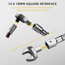 Load image into Gallery viewer, 14mm x 18mm Open End Interchangeable Torque Wrench Set, Chrome Vanadium Steel, 1/2 Inch Ratchet Head, 16 Pieces
