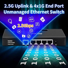 Load image into Gallery viewer, 2.5G Uplink Ethernet Splitter, 2.5Gb Uplink Port &amp; 4×1000Mbps Ethernet Port, Home Multi-Gigabit Network Hub Switch, Unmanaged Plug &amp; Play, Metal Case, Desktop/Wall-Mount

