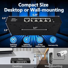 Load image into Gallery viewer, 2.5G Uplink Ethernet Splitter, 2.5Gb Uplink Port &amp; 4×1000Mbps Ethernet Port, Home Multi-Gigabit Network Hub Switch, Unmanaged Plug &amp; Play, Metal Case, Desktop/Wall-Mount
