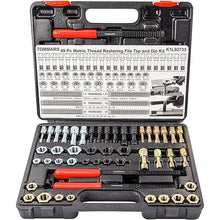 Load image into Gallery viewer, TOMMARS 49-Piece Thread Chaser Set Repair Kit, UNC UNF &amp; Metric with Taps, Dies, and Thread Files for Rethreading and Restoration
