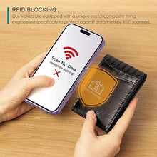 Load image into Gallery viewer, Full Grain Leather Wallets for Men,Bifold Wallets for Men,Mens Leather Wallets with 12 Slots,RFID Blocking Wallets for Men,Gifts for Men(USA Flag,Black)
