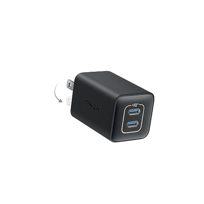 Anker Nano Charger, 47W 2 Port Compact Foldable GaN USB C Charger for iPhone 16/15, Galaxy, Pixel, Compatible with MagSafe (Black)