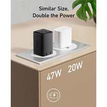 Load image into Gallery viewer, Anker Nano Charger, 47W 2 Port Compact Foldable GaN USB C Charger for iPhone 16/15, Galaxy, Pixel, Compatible with MagSafe (Black)
