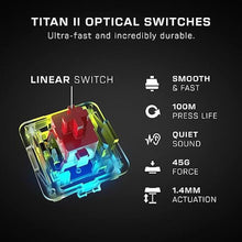 Load image into Gallery viewer, ROCCAT Vulcan II Max – Optical-Mechanical PC Gaming Keyboard with Customizable RGB Illuminated Keys and Palm Rest, Titan II Smooth Linear Switches, Aluminum Plate, 100M Keystroke Durability – White
