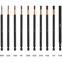 Load image into Gallery viewer, Hex Bit Set - Railer 6 Inch Impact Driver 10pc SAE Hex Bit Set With A Storage Magnetizer Bit Holder &amp; Carabiner. Premium S2 Steel, Ideal For Furniture Screws
