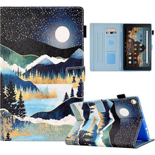Load image into Gallery viewer, DTangLsm Compatible for Amazon Fire HD 10 Tablet 9th /7th /5th Generation 2019 2017 2015 Release Slim Leather Kindle Fire 10 Case Folding Smart Cover Shell with Auto Wake/Sleep Pencil Holder,Moonlight
