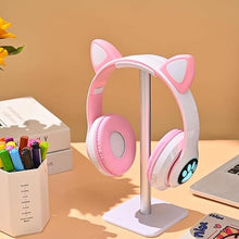 Load image into Gallery viewer, Bluetooth Headphones for Kids, Cute Ear Cat Ear LED Light Up Foldable Headphones Stereo Over Ear with Microphone/TF Card Wireless Headphone for iPhone/iPad/Smartphone/Laptop/PC/TV (Pink)
