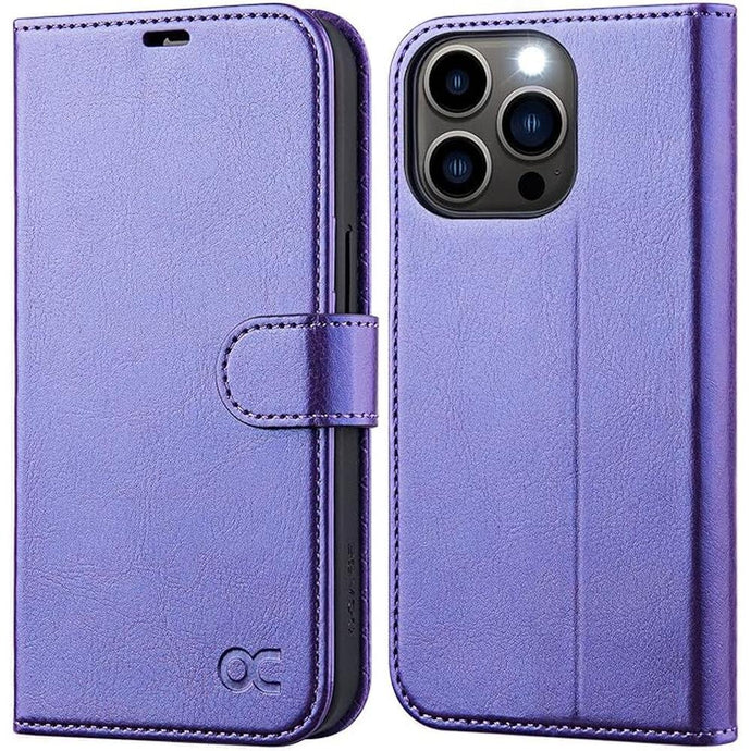 OCASE Compatible with iPhone 14 Pro Wallet Case, PU Leather Flip Case with Card Holders RFID Blocking Stand [Shockproof TPU Inner Shell] Phone Cover 6.1 Inch 2022?Purple?