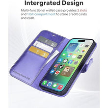 Load image into Gallery viewer, OCASE Compatible with iPhone 14 Pro Wallet Case, PU Leather Flip Case with Card Holders RFID Blocking Stand [Shockproof TPU Inner Shell] Phone Cover 6.1 Inch 2022?Purple?
