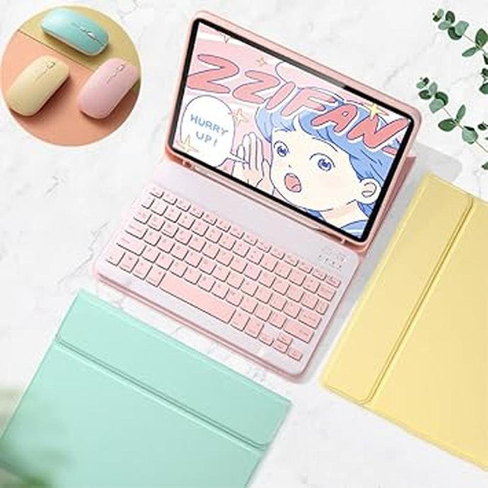 Keyboard Case Mouse for iPad Air 13 inch 2024 M2,iPad Pro 12.9 inch (6th/5th/4th/3rd) Generation Color Keyboard Case Mouse Cute Removable Keyboard Cover,DarkGreen