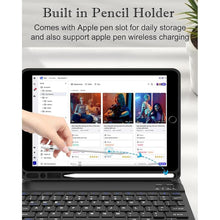 Load image into Gallery viewer, D DINGRICH iPad Case 10.2 inch with Keyboard, Slim Folio Smart Case for iPad 9th/8th/7th Generation - Built-in Pencil Holder - Rechargeable Bluetooth Keyboard for iPad Air 3rd Gen/iPad Pro 10.5&quot;
