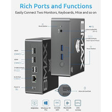 Load image into Gallery viewer, Bmax Mini PC Windows 10 Pro Computer E3950 4-Cores Processor 8GB DDR3 128GB SSD 4K@30Hz Dual Display HDMI x2/USB x4 Dual-Band Wi-F BT4.2 Gigabit Ethernet Mini Computer
