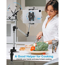 Load image into Gallery viewer, Aluminum Tablet Holder for Desk Clamp 360 iPad Mount, 35" Adjustable Arm Tablet Stand for Bed, Webcam Camera Clip for iPad Pro Air Mini, Galaxy Tab, Z Fold, Fire, Switch, iPhone, Gopro, 4-13" Devices
