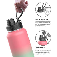 Load image into Gallery viewer, Insulated Stainless Steel Water Bottles 32oz with Spout Lids Metal Vacuum Thermal Large Water Jug Leak-proof Reusable Flask for Sports Gym and Travel,Pink-Green
