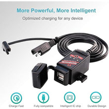 Load image into Gallery viewer, MOTOPOWER MP0608A 3.1Amp Motorcycle Dual USB Port SAE to USB Adapter Battery Monitor with Switch Control and LED Indicator

