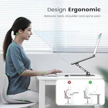 Load image into Gallery viewer, Adjustable Laptop Stand for Desk, Aluminum Portable Laptop Stand, Lightweight 500g, Foldable Ergonomic Computer Notebook stand Holder for 11-16&quot; MacBook Air Pro, Dell XPS,HP Computer Notebook, Black
